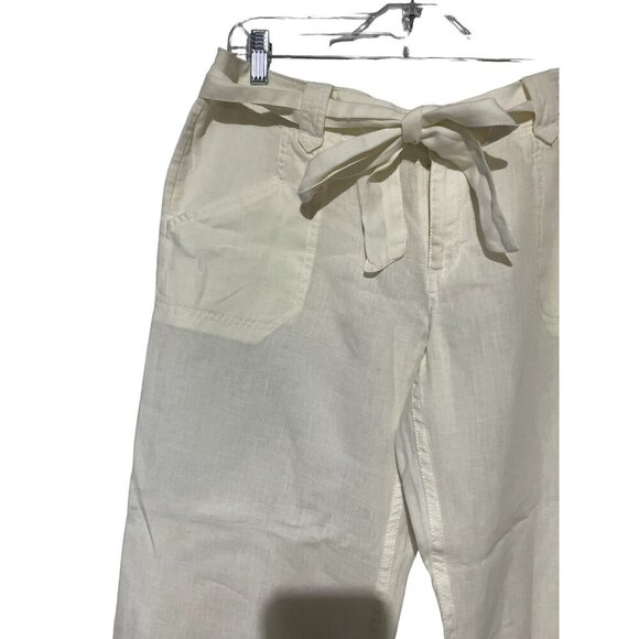 Women's Regular Fit Linen Waist Pants Cream Size M - Picture 1 of 5